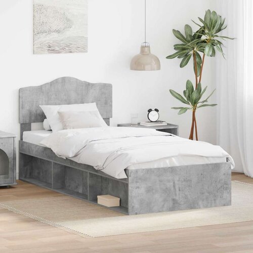  Okvir za krevet s uzglavljem Betonska siva 90 x 190 cm Cene