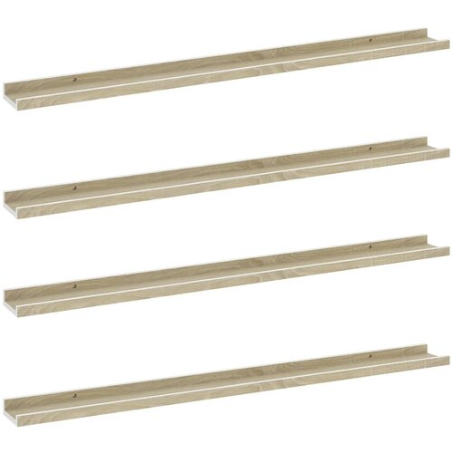 VidaXL Stenske police 4 kosi bele in sonoma hrast 100x9x3 cm, (20765173) Slike