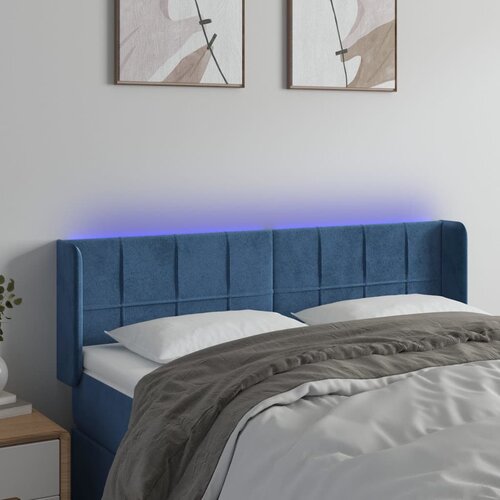 vidaXL LED posteljno vzglavje temno modro 147x16x78/88 cm žamet Cene