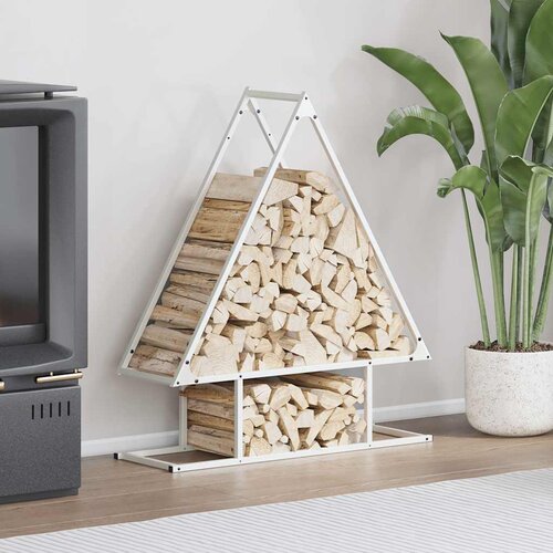 vidaXL stojalo za drva belo 80x25x90 cm hladno valjano jeklo Cene
