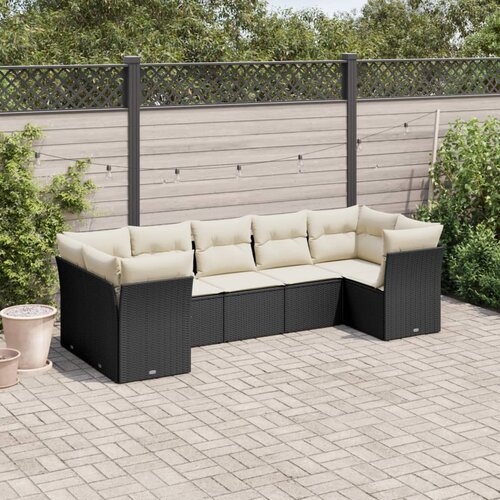  7-dijelni set vrtnih sofa od poliratana s jastucima crni Crna 289 x 124 x 69 cm Cene
