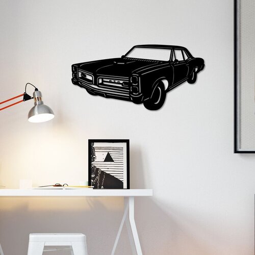 Wallity Zidna dekoracija Pontiac GTO 1966 Vintage, 60 x 30 cm, Crna Cene