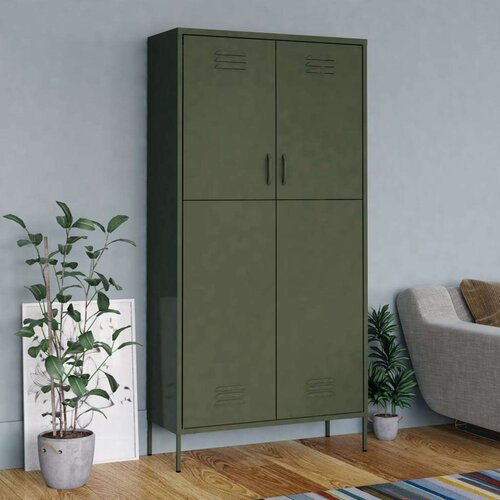  Garderobna omara olivno zelena 90x50x180 cm jeklo, (20704948) Cene