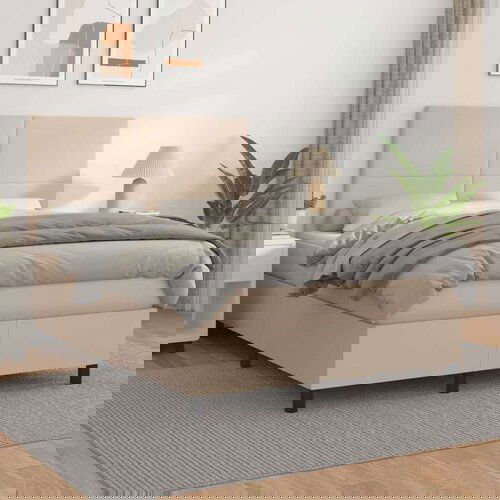  Box spring postelja z vzmetnico kapučino 140x200cm umetno usnje, (20893728) Slike