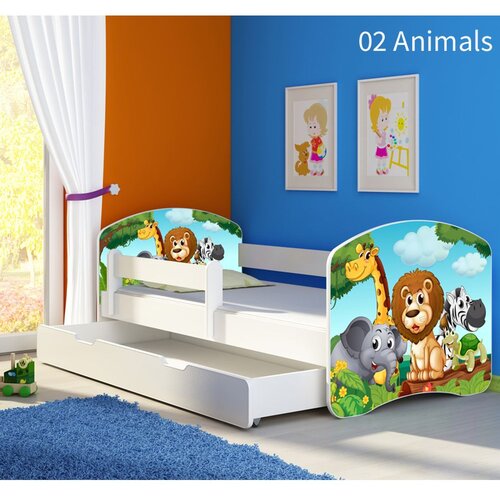 ACMA Dječji krevet s motivom, bočna bijela + ladica 140x70 cm - 02 Animals Cijene