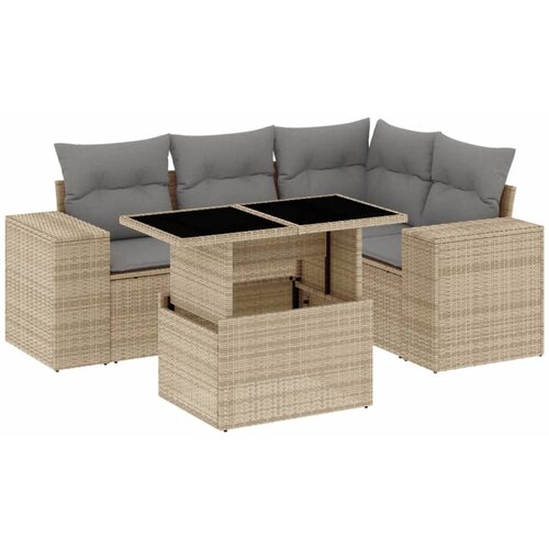 vidaXL 5-dijelni vrtni set sofa s jastucima bež od poliratana Cijene