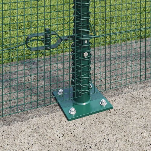 VidaXL zavarena žičana ograda s 13 flanged stupovima Zelena 1.5x50 m Čelik Slike