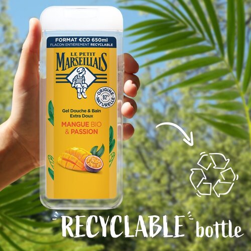 Le Petit Marseillais Mango BIO &amp;amp; Passion Fruit nježni gel za tu&amp;scaron;iranje 400 ml Slike