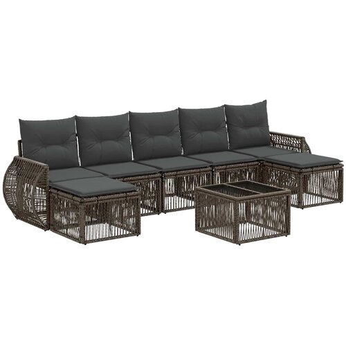 vidaXL Vrtna sedežna garnitura 8 pcs Siva in temno siva poli ratan, (5000271187) Cene