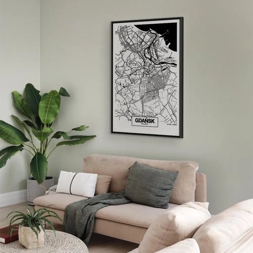  Slika - City Plan: Gdansk (1 Part) Vertical 60x90 U crnom drvenom okviru Slike