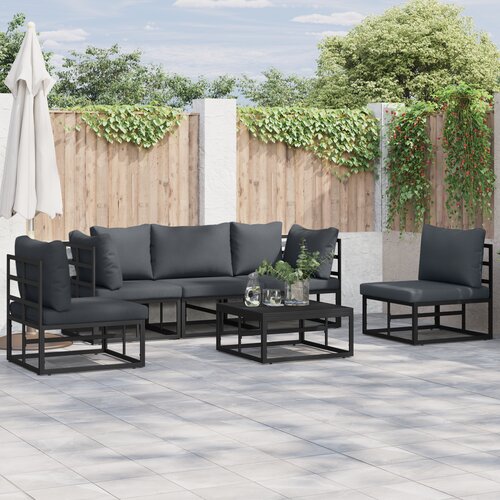 vidaXL Vrtna sedežna garnitura 5 pcs Črna 213 x 71.5 x 71 cm Aluminij Cene