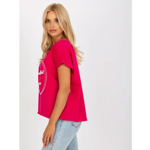 Fashion Hunters Loose fuchsia one size blouse with embroidery