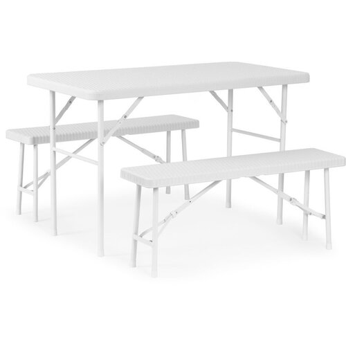 Modern Home Sklopivi set 120 cm Sto sa 2 Klupe banquet – WHITE Slike