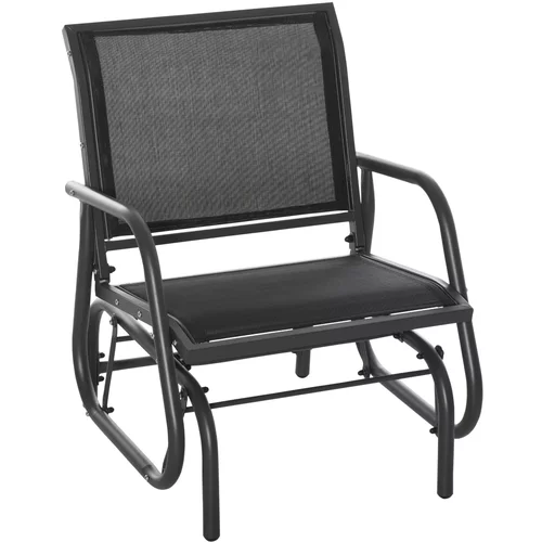 Outsunny kovinski vrtni gugalni stol in sedež iz tkanine, ki diha, 75x66x85 cm, črna in temno siva barva, (20754329)