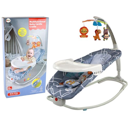  Sjedalica za ljuljanje 2u1 za bebe ŽIRAFE - siva Slike