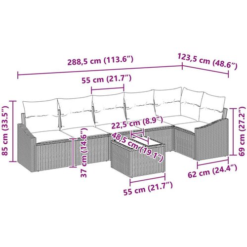  Vrtna sofa garnitura Set od 7 Bež PE ratan Vanjski kauč Slike