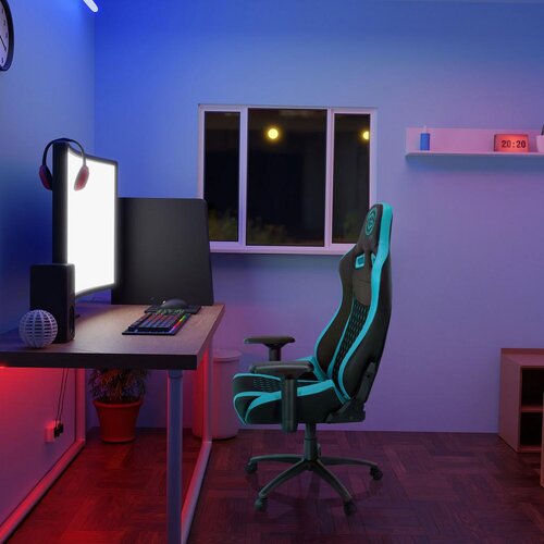 MID.YOU Gaming Stol Gamebreaker Sx 04, Črna, Turkizna Slike