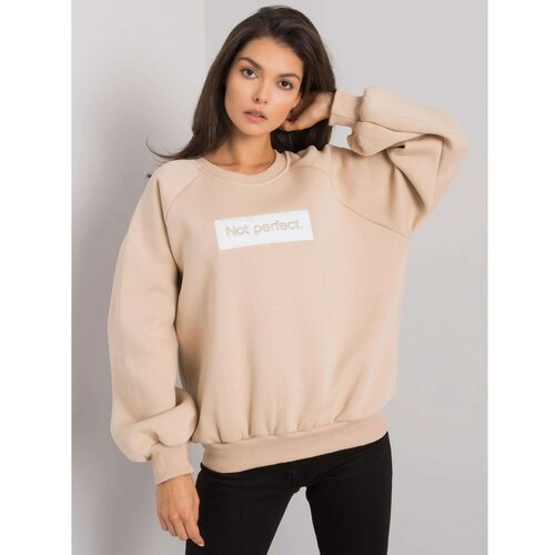 Fashion Hunters Light beige cotton sweatshirt without a hood Slike