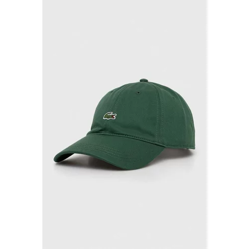 Lacoste Bombažna bejzbolska kapa zelena barva