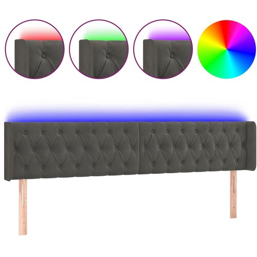 Maison Chic led posteljno vzglavje - vzglavna omarica - nočna omarica temno sivo 183x16x78/88 cm žamet, (21709265) Slike