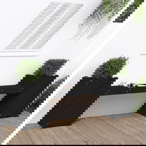 VidaXL Klop z visoko gredo črna 180x36x63 cm trdna borovina Slike