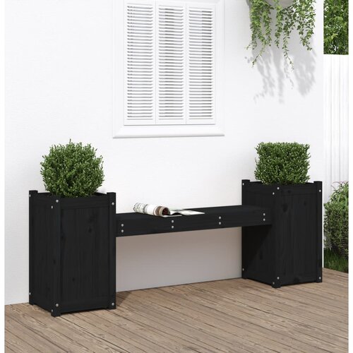 VidaXL Klupa sa sadilicama crna 180 x 36 x 63 cm od masivne borovine Slike