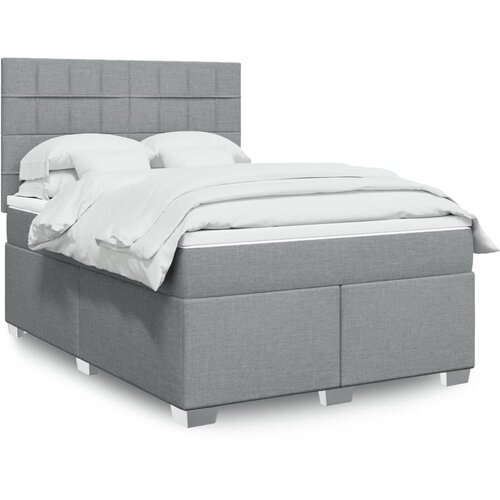 VidaXL Krevet box spring s madracem svjetlosiva 160x200 cm tkanina Slike