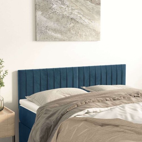  Posteljno vzglavje 2 kosa temno modro 72x5x78/88 cm žamet, (20952967) Slike