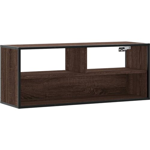 Maison Chic TV omarica - TV stojalo - Televizijska omarica rjavi hrast 100x31x39,5 cm inženirski les in kovina, (21700412) Slike