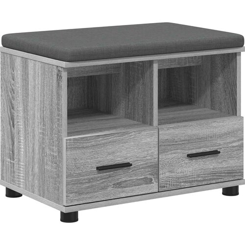 Klupa za hodnik s jastukom Sivi Sonoma 60 x 38 x 46 cm Slike