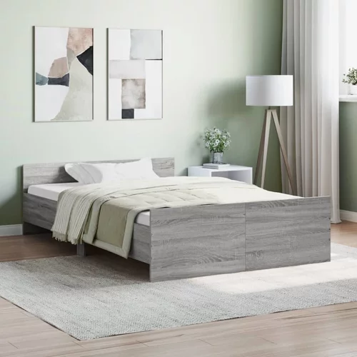 vidaXL Okvir kreveta s uzglavljem i podnožjem boja hrasta 120x200 cm