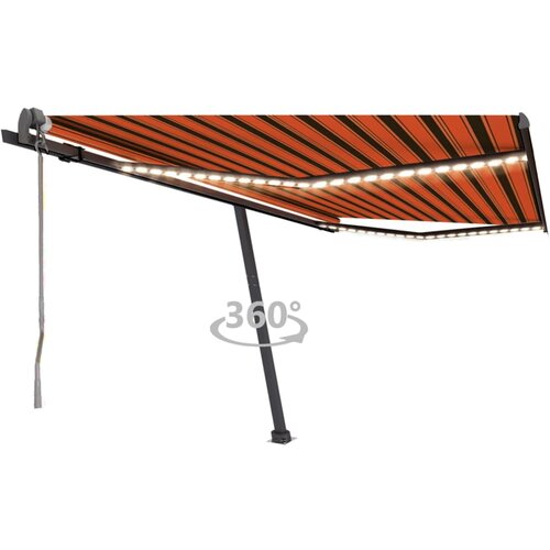 vidaXL avtomatska tenda led + senzor 450x300 cm oranžna/rjava Cene