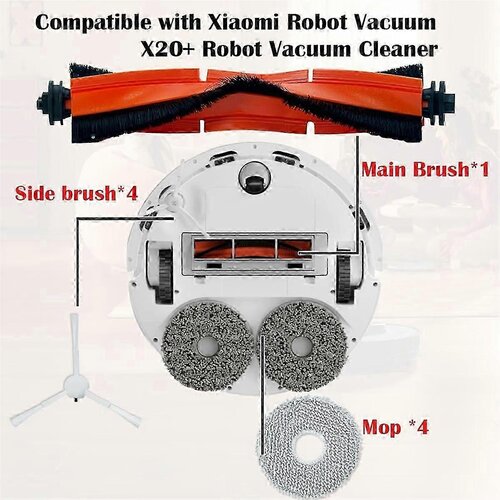 INORCO Za robotski sesalnik X20+ / X20 Plus nadomestni sesalnik za glavno stransko krtao, krpo za brisanje, deli filtra, (21983521) Slike