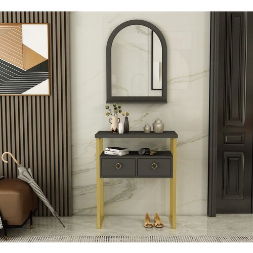 Hanah home komoda mipa mirrored - anthracite anthracitegold dresser Cene