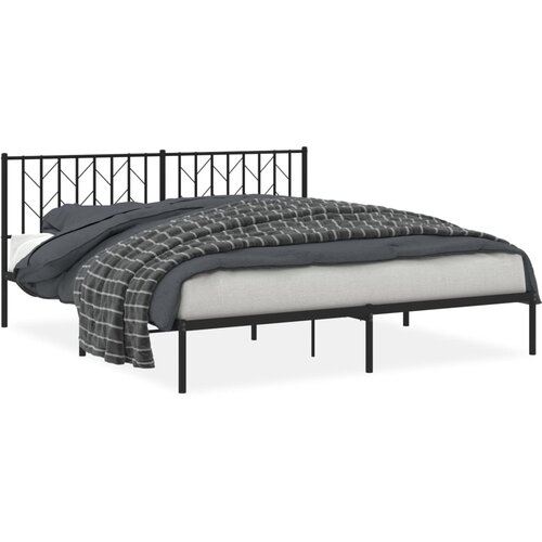 Maison Chic Kovinski Posteljni okvir - Dvoposteljna postelja - Zakonska postelja z vzglavjem črn 183x213 cm, (21693309) Cene