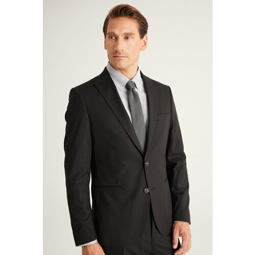 ALTINYILDIZ CLASSICS Men's Black Extra Slim Fit Slim Fit Dovetail Neck Suit Slike