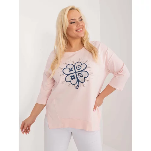 Fashion Hunters Light pink plus size blouse with slits