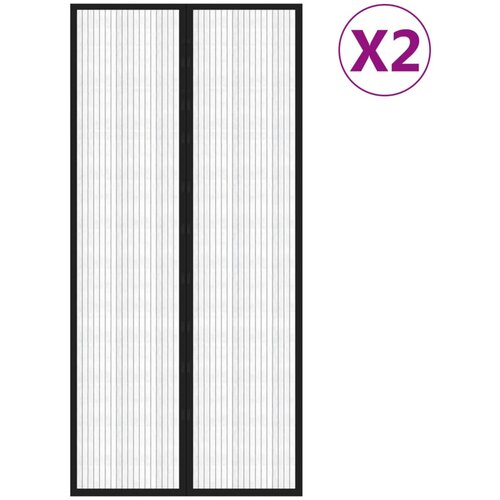  Zastori protiv insekata 2 kom s magnetima 220 x 110 cm crni Slike