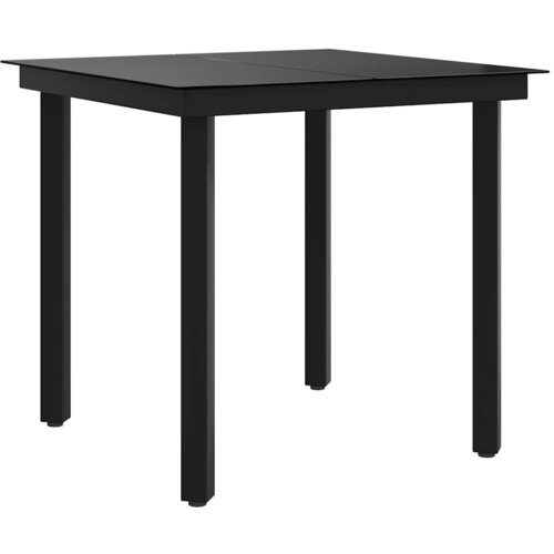  Vrtni blagovaonski stol crni 80 x 80 x 74 cm od čelika i stakla Slike