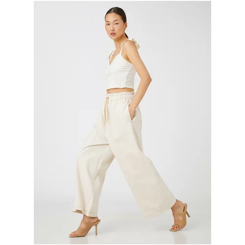 Koton Tie Waist Loose Fit Off White Women's Trousers 3sal40012mw