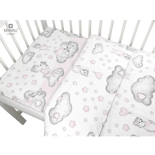 MimiNu Posteljina set 2 elem. Medvjedić Roza (za krevetić 120x60 cm) Slike