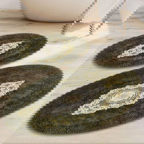  Aln_E4_787 Green Bathmat Set (2 Pieces) Cene