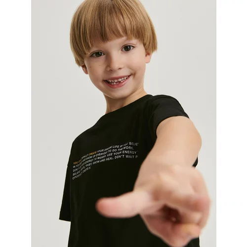 Reserved - Pamučna majica kratkih rukava s natpisima - crno