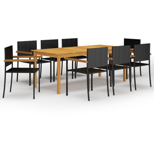  9-dijelni vrtni blagovaonski set crni Cijene