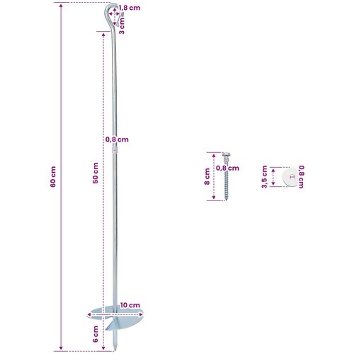  Zemaljska sidra 6 pcs Srebrna &amp;Oslash;10 x 60 cm Galvanizirani metal Slike