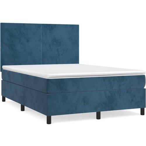 Maison Chic Box spring postelja - Vzmetna postelja z vzmetnico temno modra 140x190cm žamet SL2309, (21889284) Cene