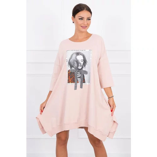 Kesi Printed dress with flared bottom dark powder pink
