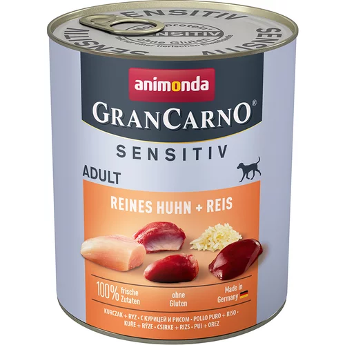 Animonda Varčno pakiranje GranCarno Adult Sensitive 24 x 800 g - Čisti piščanec in riž