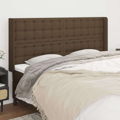  Vzglavje z u&amp;scaron;esi temno rjavo 183x16x118/128 cm blago, (20953600) Slike