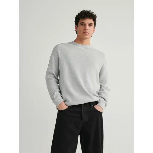 Reserved bombažni pulover - svetlo siva